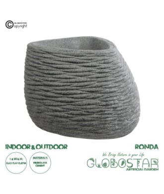 GloboStar® Artificial Garden RONDA 20759 Επιδαπέδιο Πολυεστερικό Τσιμεντένιο Κασπώ Γλάστρα - Flower Pot Γκρι Μ63 x Π41 x Υ47cm
